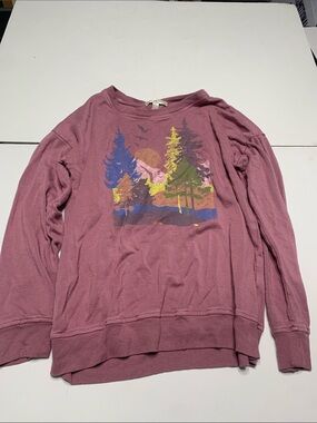 Mauve Scenic Graphic Pullover Sweatshirt